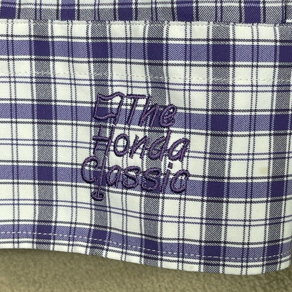 Peter Millar Summer Comfort Mens L Long Sleeve Button Up Shirt Purple Plaid - Picture 11 of 13